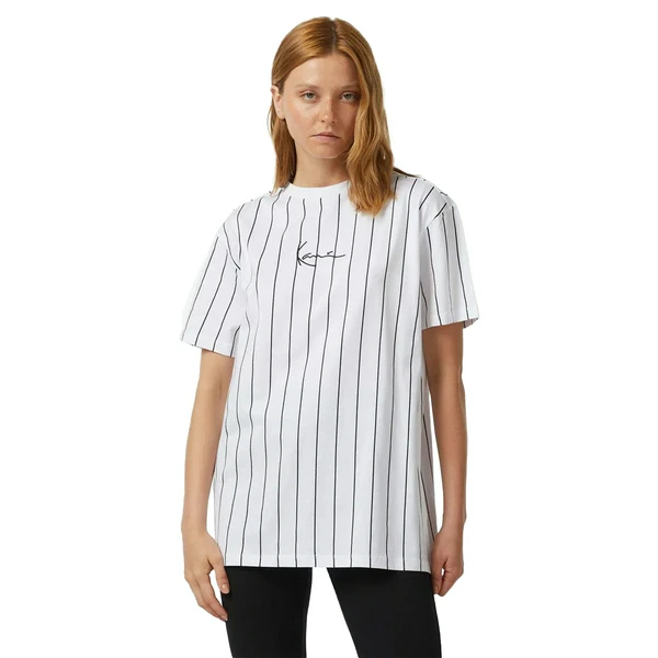 Футболка Karl Kani Small Signature Essential Pinstripe OS, белый, арт. KKKWTE02100202