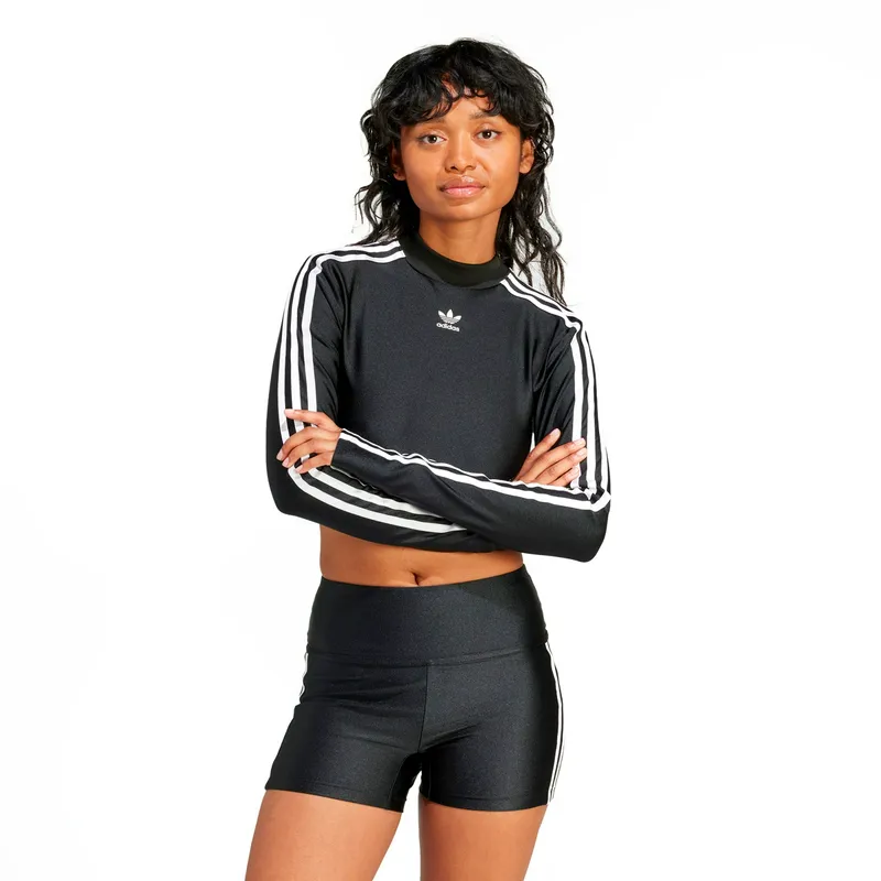 Лонгслив Adidas 3Stripes Cropped, черный, арт. ADIU2428