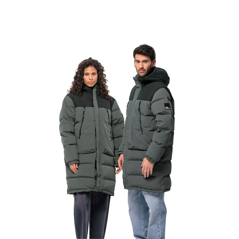 Пуховик Jack Wolfskin Dellbrueck Long Jkt, зеленый, арт. JW1207551