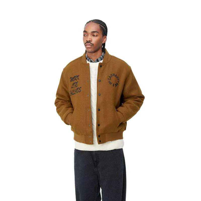 Бомбер Carhartt WIP Work Varsity, коричневый, арт. CTI032435