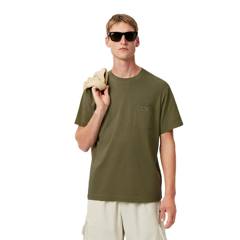 Футболка Lacoste с нагрудным карманом, хаки, арт. TH2827