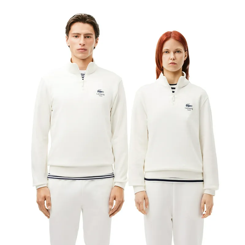 Толстовка Lacoste на молнии с высоким воротом, белый, арт. SH2735