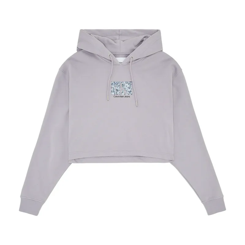 Толстовка Calvin Klein укороченная с принтом, серый, арт. CKJ20J221332