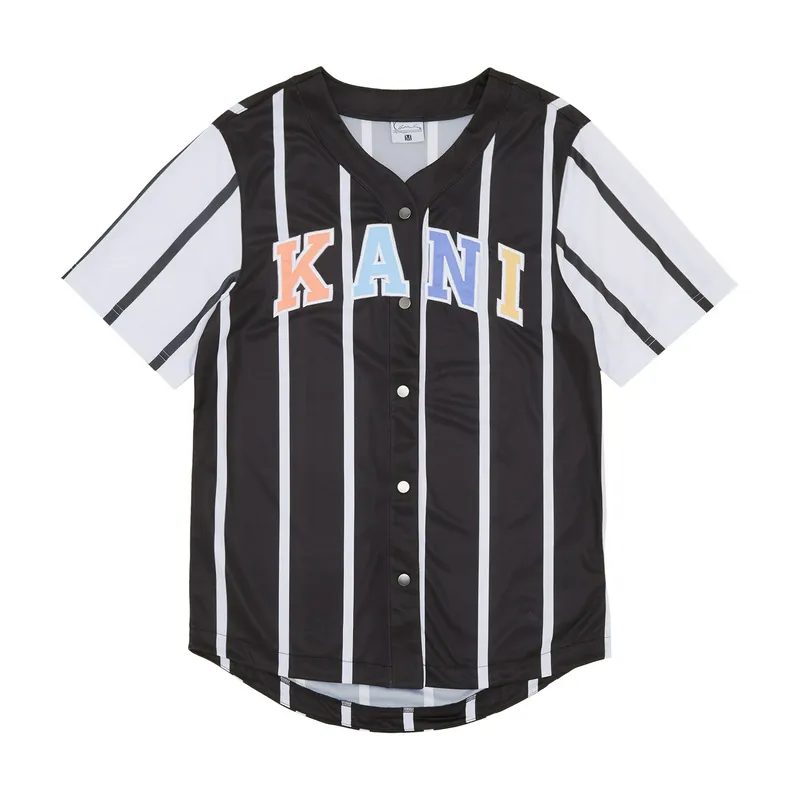 Рубашка Karl Kani Serif Striped Block Baseball, черный, арт. KKKM2410402