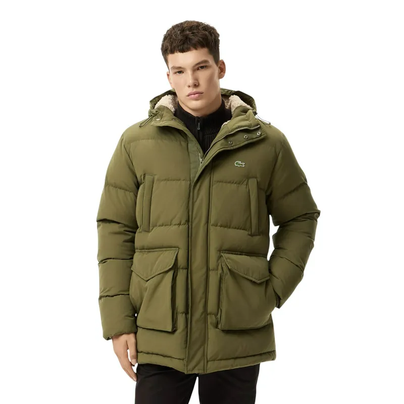 Пуховик Lacoste Long Puffer, хаки, арт. BH2604