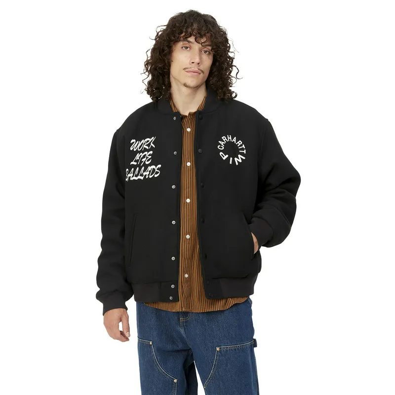Бомбер Carhartt WIP Work Varsity, черный, арт. CTI032435