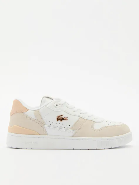 Кроссовки женские Lacoste из натуральной кожи и замши, белый, арт. 130798
