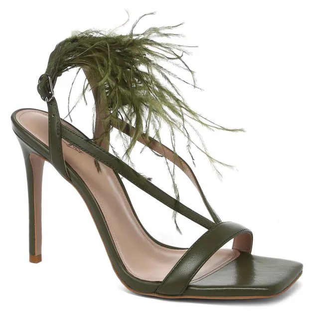Босоножки Tendance с декором из перьев, зеленый, арт. RL669-33
