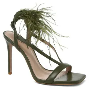 Босоножки Tendance с декором из перьев, зеленый, арт. RL669-33