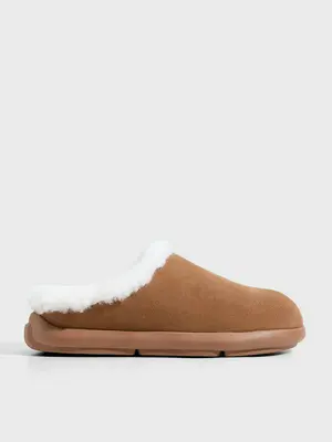Шлепанцы Tendance из натуральной замши с мехом, коричневый, арт. 138881