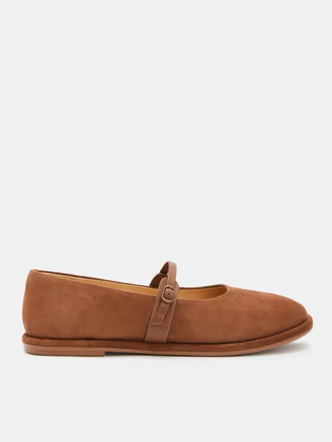 Балетки Tendance из натуральной замши, коричневый, арт. 69299
