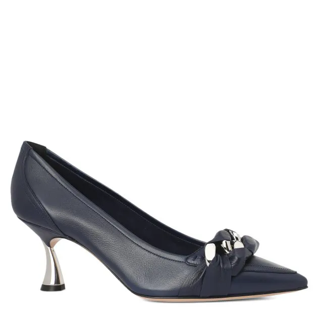 Туфли Casadei из натуральной кожи, синий, арт. 69872