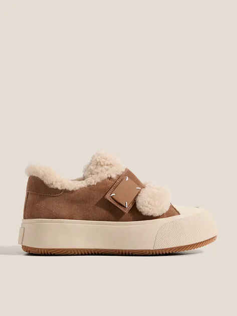 Кроссовки Tendance из натуральной замши с мехом, коричневый, арт. 69954