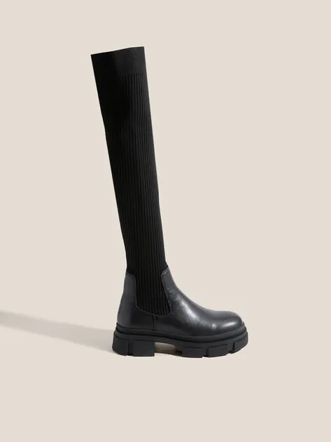 Сапоги Tendance из натуральной кожи и текстиля, черный, арт. 9605T-220