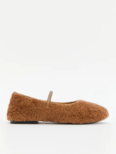 Балетки Tendance из натурального меха, коричневый, арт. 77266