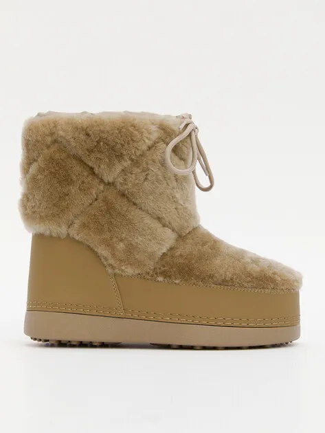 Угги Tendance из натурального меха и кожи, бежевый, арт. 83009