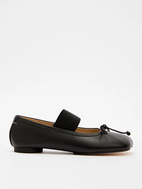 Балетки MM6 Maison Margiela из натуральной кожи, черный, арт. 83030