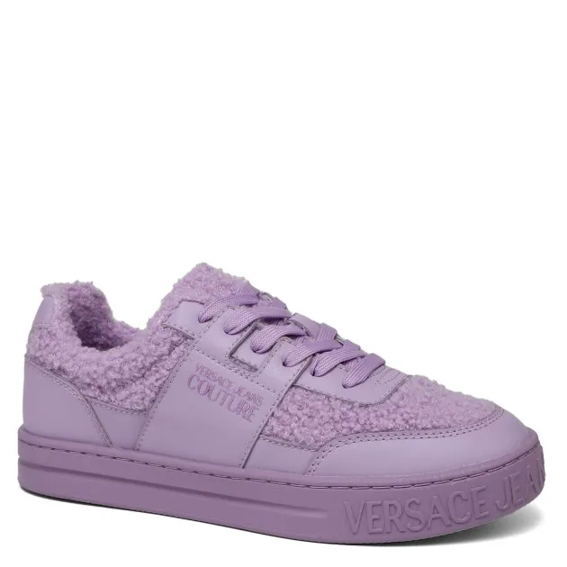 Кроссовки Versace Jeans Couture из кожи с искусственным мехом, фиолетовый, арт. 86547