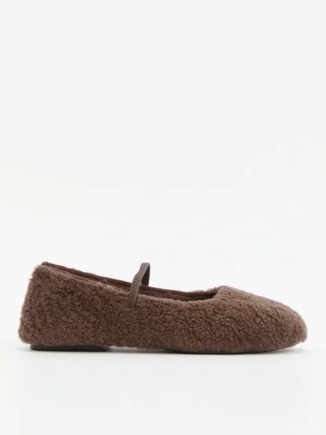 Балетки Tendance из меха, коричневый, арт. 87018
