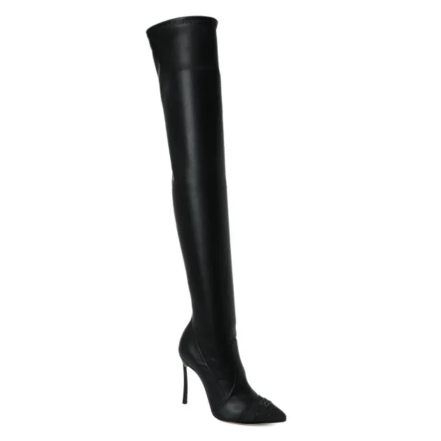 Сапоги Casadei из искусственной кожи, черный, арт. 89290