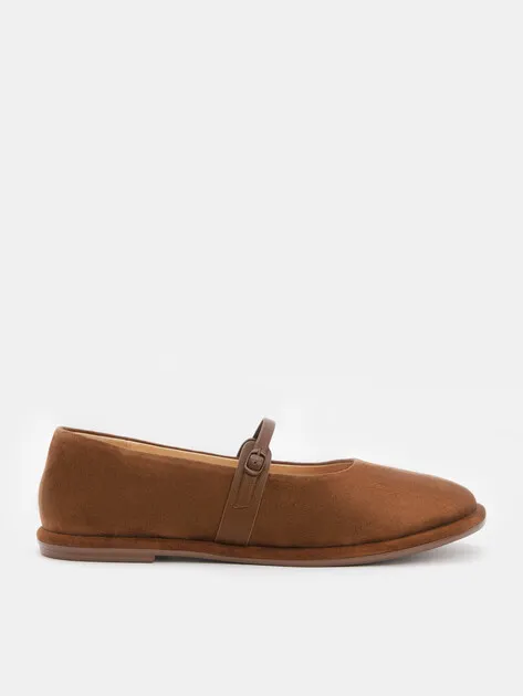 Балетки Tendance из натуральной замши, коричневый, арт. 90899