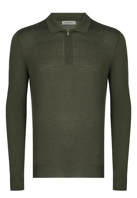 Поло Corneliani из шерсти, зеленый, арт. 162333