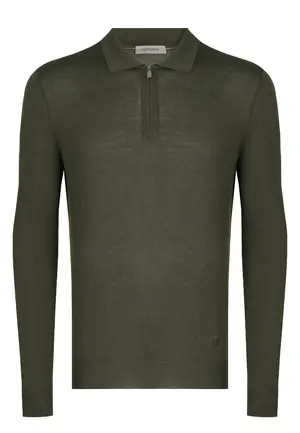 Поло Corneliani из шерсти, зеленый, арт. 162333