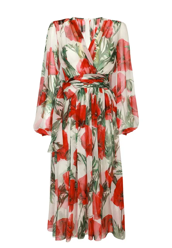 Платье DOLCE&GABBANA из шелка, разноцветный, арт. 166811