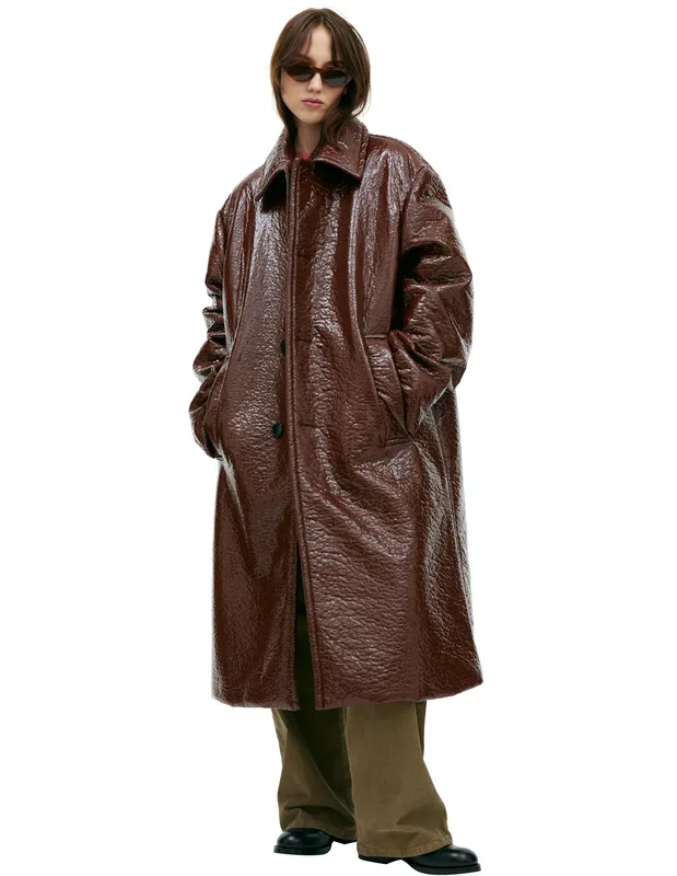 Пальто Dries Van Noten с мятым эффектом, коричневый, арт. 232-020206-7205-702