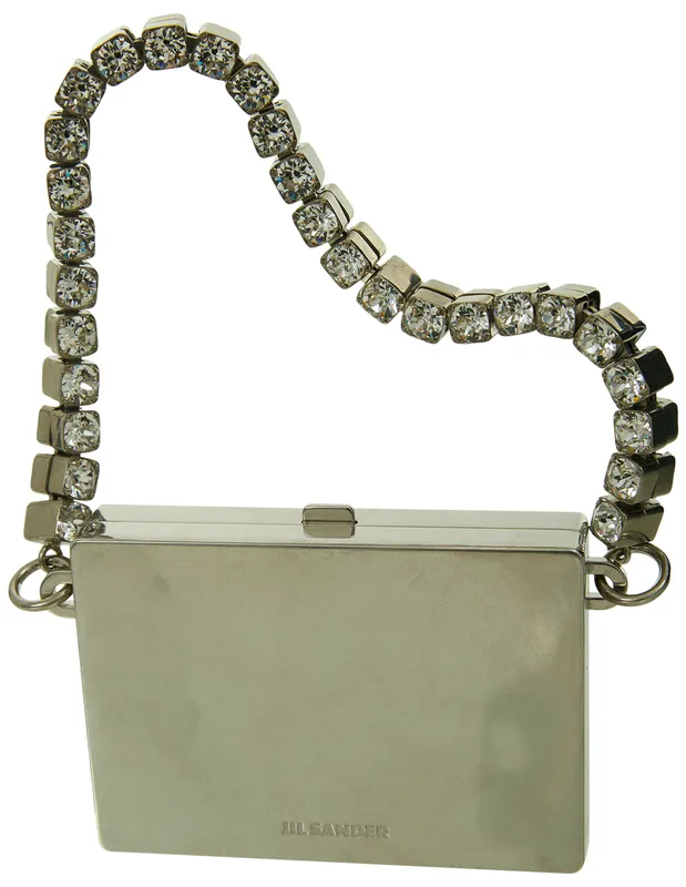 Клатч Jil Sander зеркальный со стразами, серебристый, арт. J08WG0027/P6976/042