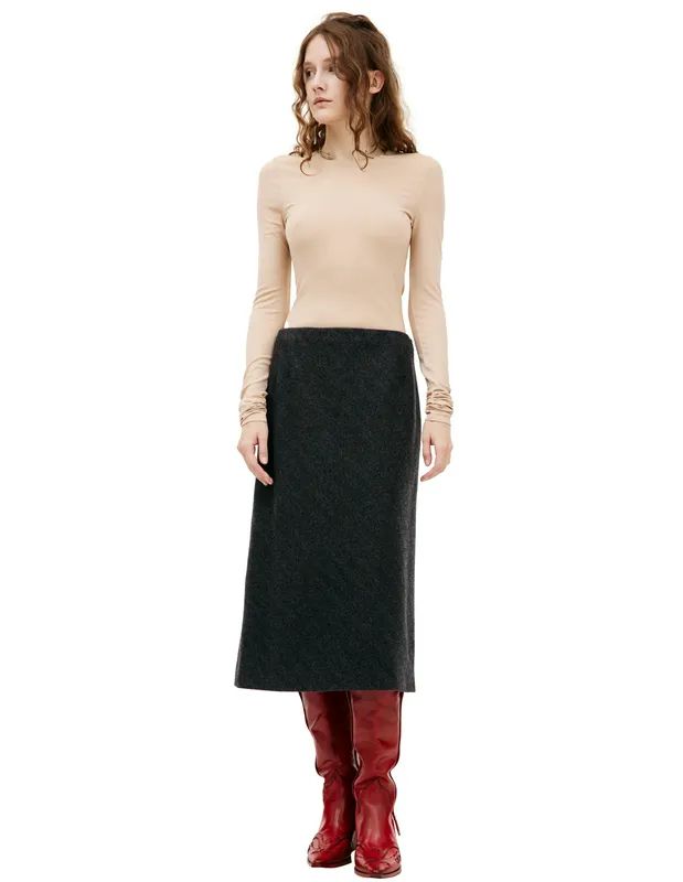 Юбка Maison Margiela из шерсти, серый, арт. SI0MA0001/855F