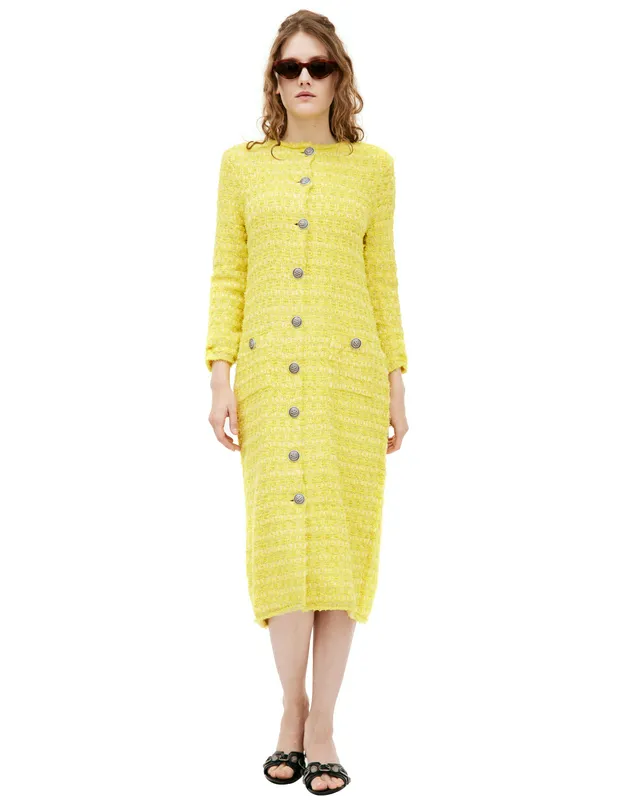 Твидовое платье миди Balenciaga, желтый, арт. 704556/T1650/7200