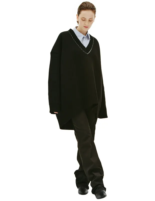 Свитер оверсайз Raf Simons из шерсти, черный, арт. 221-829-52000-0099