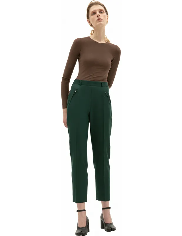 Брюки Maison Margiela с высокой посадкой, зеленый, арт. S51KA0530/S53220/632