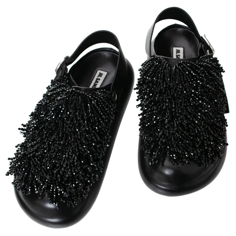 Сандалии Jil Sander на платформе с декором из бисера, черный, арт. J15ZJ0010/P6240/001