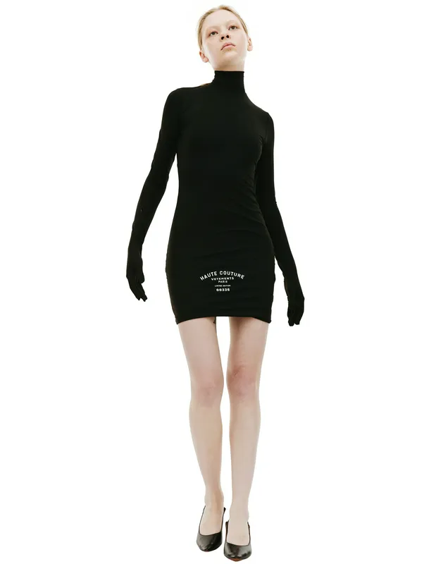 Платье VETEMENTS с рукавами-перчатками, черный, арт. WE63DR271B/2750