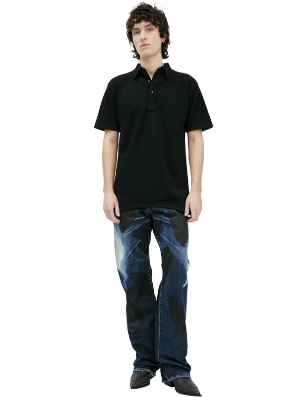 Поло Maison Margiela со стежками, черный, арт. S51GL0050/M20043/900