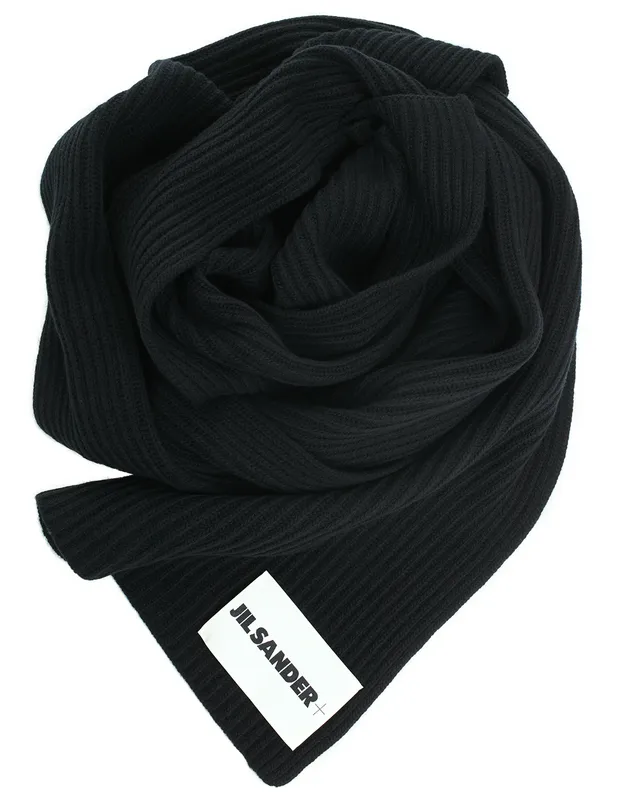 Шарф Jil Sander с патчем, черный, арт. J47ZZ0125/J14737/001