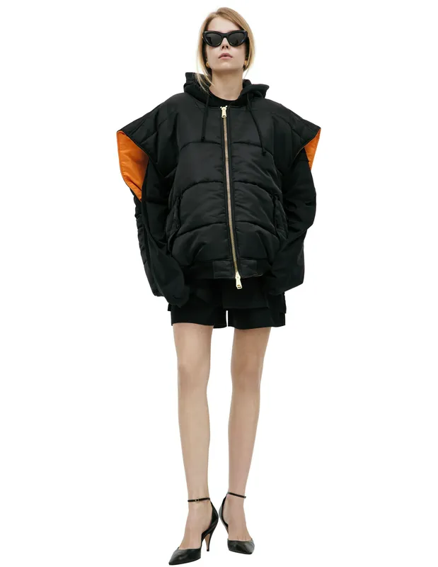 Жилет-бомбер VETEMENTS двусторонний с капюшоном, черный, арт. UA66JA330B