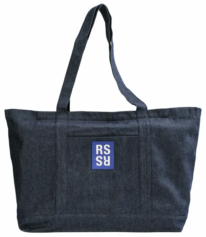 Сумка-шоппер Raf Simons из денима с патчем, синий, арт. 212-934A-10031-0044