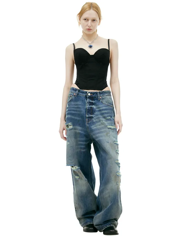 Джинсы VETEMENTS рваные, синий, арт. UA66PA590N