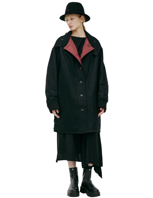 Пальто двустороннее Yohji Yamamoto с принтом, черный, арт. HO-C12-801