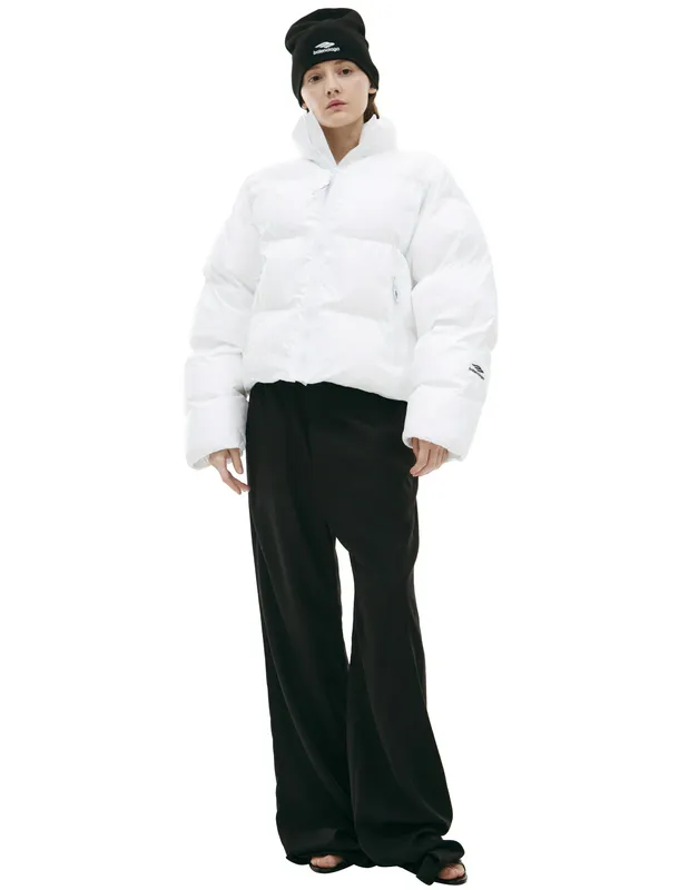 Пуховик BALENCIAGA с логотипом, белый, арт. 809489/TNO12/9000
