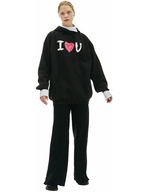 Худи Balenciaga с принтом I Love U, черный, арт. 578135/TJVL6/1070