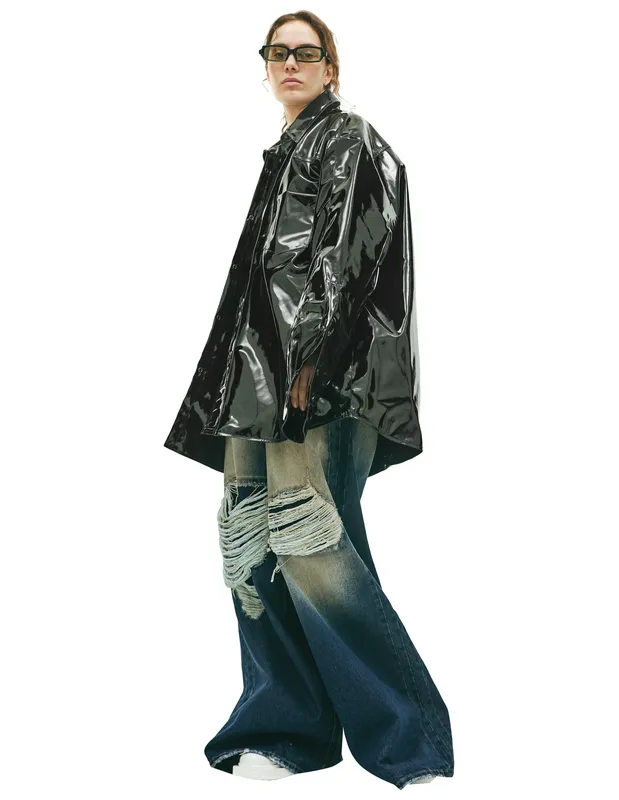 Рубашка VETEMENTS лакированная на кнопках, черный, арт. UE63SH305B/5001