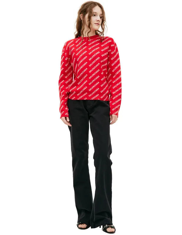 Свитер BALENCIAGA с логотипом, красный, арт. 703209/T3233/6090