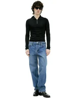 Прямые джинсы Jil Sander с патчем, синий, арт. J47KA0248/J45259/445