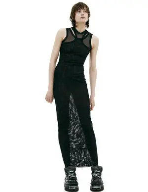 Платье макси Vetements полупрозрачное, черный, арт. WA66DR220B