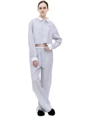Укороченная рубашка Sporty&Rich в полоску, белый, арт. STAW2319NS