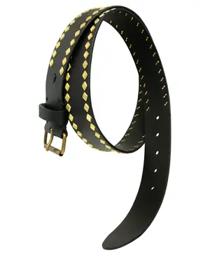 Ремень кожаный Visvim с заклепками, черный, арт. 0124103003025